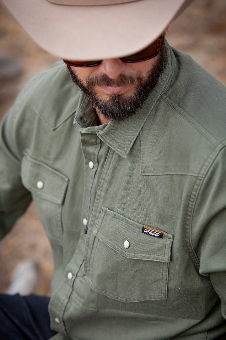 OTG Earl Denim Shirt - Dusty Olive