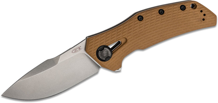 Zero Tolerance 0308 Flipper Knife 3.75" CPM-20CV Stonewashed Blade, Coyote Tan G10 and Titanium Handles, Frame Lock